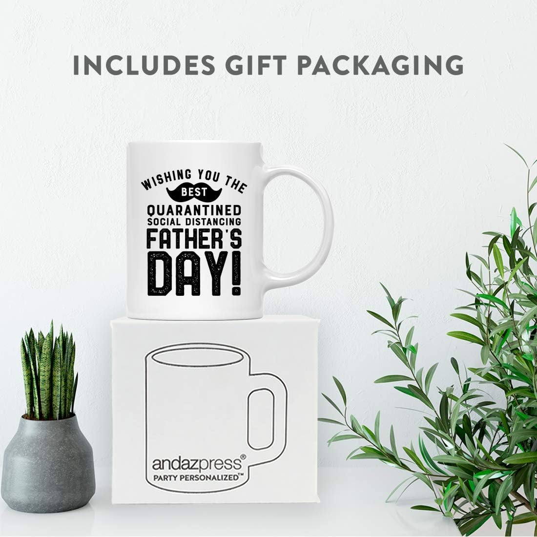Andaz Press Funny Father's Day Social Distancing 11oz. Ceramic Coffee Mug Gift, Wishing You The Best, d, Social Distancing Fathers Day!, 1-Pack, Social Distancing