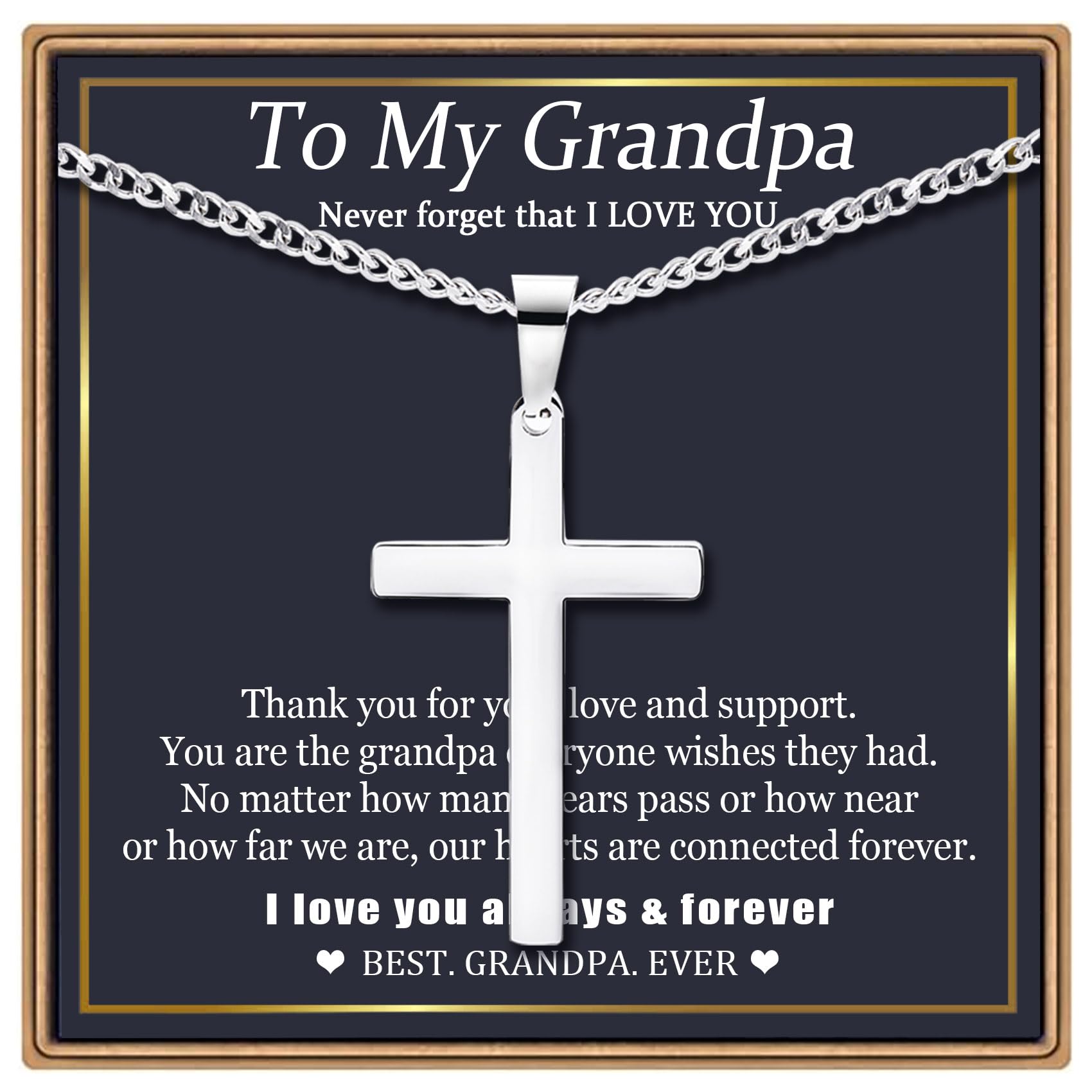 EPIRORA Cross Necklaces Gifts for Men, Silver Cuban Link Chain Necklace Gifts for Dad Son Grandson Uncle Nephew Boyfriend