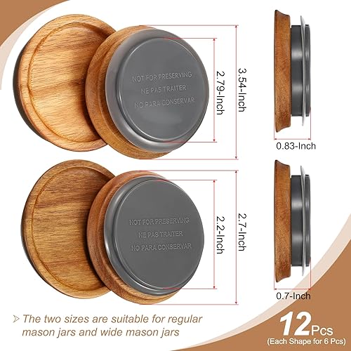 Miniatura 2 de PATIKIL Tapas para tarros de conserva, tapas de madera para frascos de conserva, tapas de madera con sello de silicona hermético, tapas de madera (6