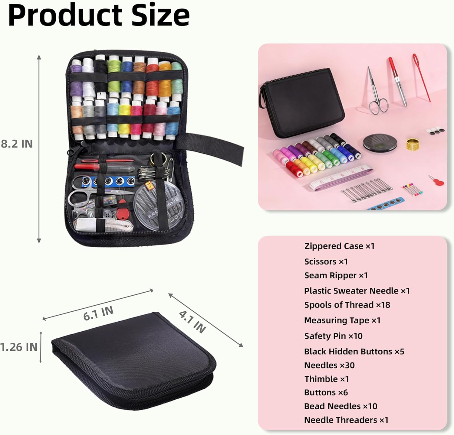 sunchin 86 Pcs Sewing Kit Basic- Needle and Thread Kit with sunchin 86 Pcs Sewing Kit Basic- Needle and Thread Kit with