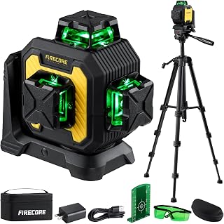 360 Laser Level with 60" Tripod, Self-Leveling Green Lazer Leveler Tool for Construction Home Renovation, Outdoor Pulse Mode, Adjustable Brightness, Rechargeable Battery & Magnetic Bracket