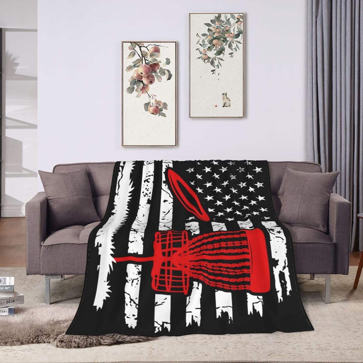 Disc Golf Flag Throw Blanket for Couch Bed Sofa Blankets Super Soft Warm Cozy 60"x50" Flannel Throw Blanket