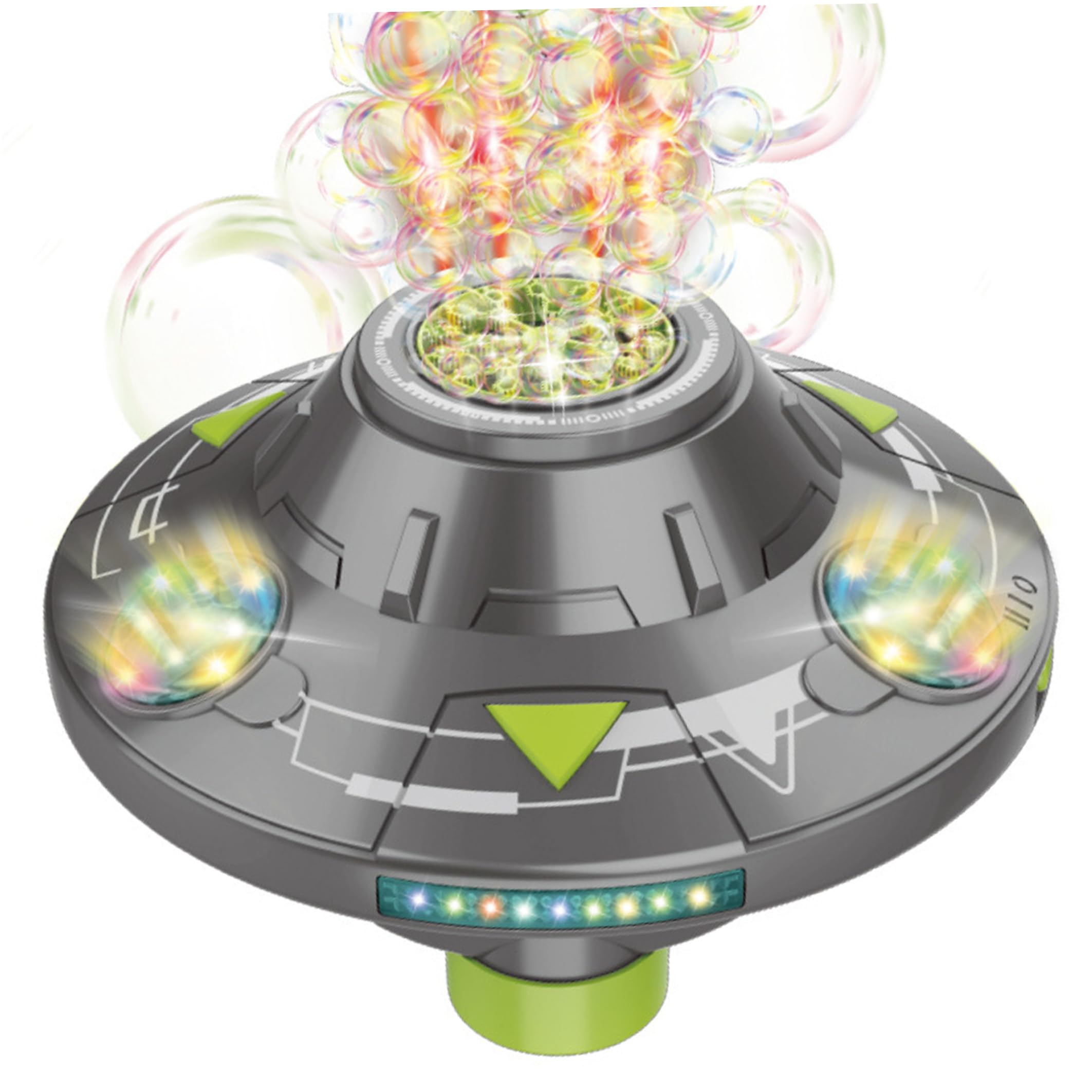 Ufo Bubble Machine, Automatic Bubble Machine with Lights, Obstacle Avoidance Rotating Blower For Kids - Gray