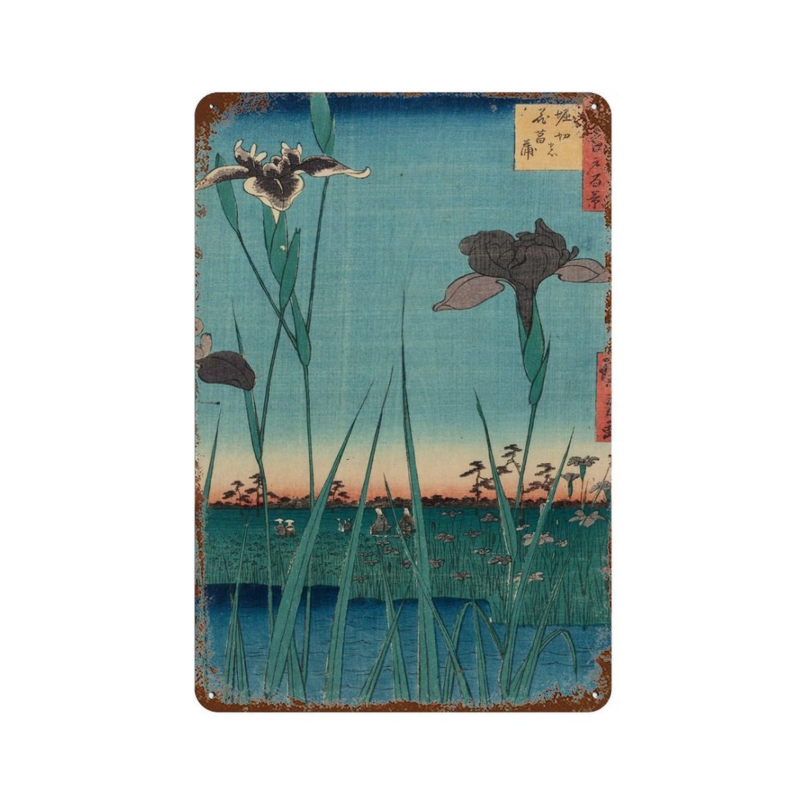 xiaoxiaoshen Japanese Iris Utagawa Hiroshige Wall Decor Art Metal Tin Poster Modern Home Decor Art Home Bar Shop Decorations Vintage Sign 30x20cm