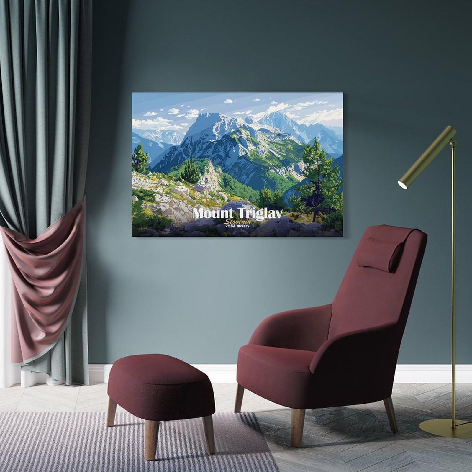 Junmoney Mount Triglav, Slovenia Decorative Wall Artwork 20x30inch(50x75cm), for Living Room, Bedroom, Office Or Hallway, Decorative Artwork with Broad Appeal