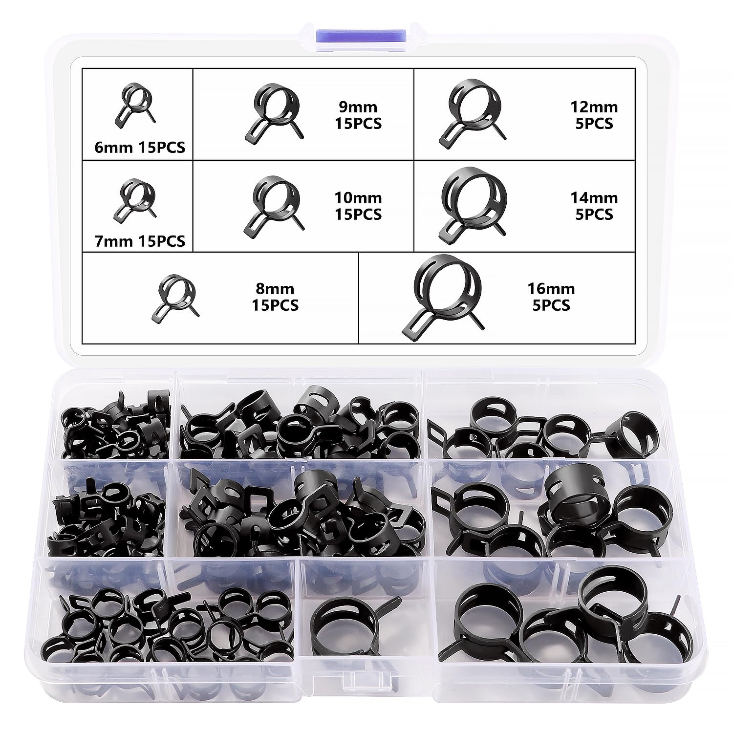 70 DOPPIO FILO Tubo Carburante Morsetto a Molla Kit Assortimento Parti
