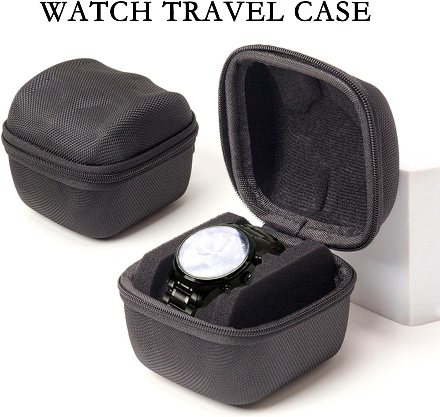 Watch Travel Case for Men and Women Portable Watch Box Organizer Zipper Single Watch Storage Roll with Soft Watch Pillow (Black, 1slot) image 4