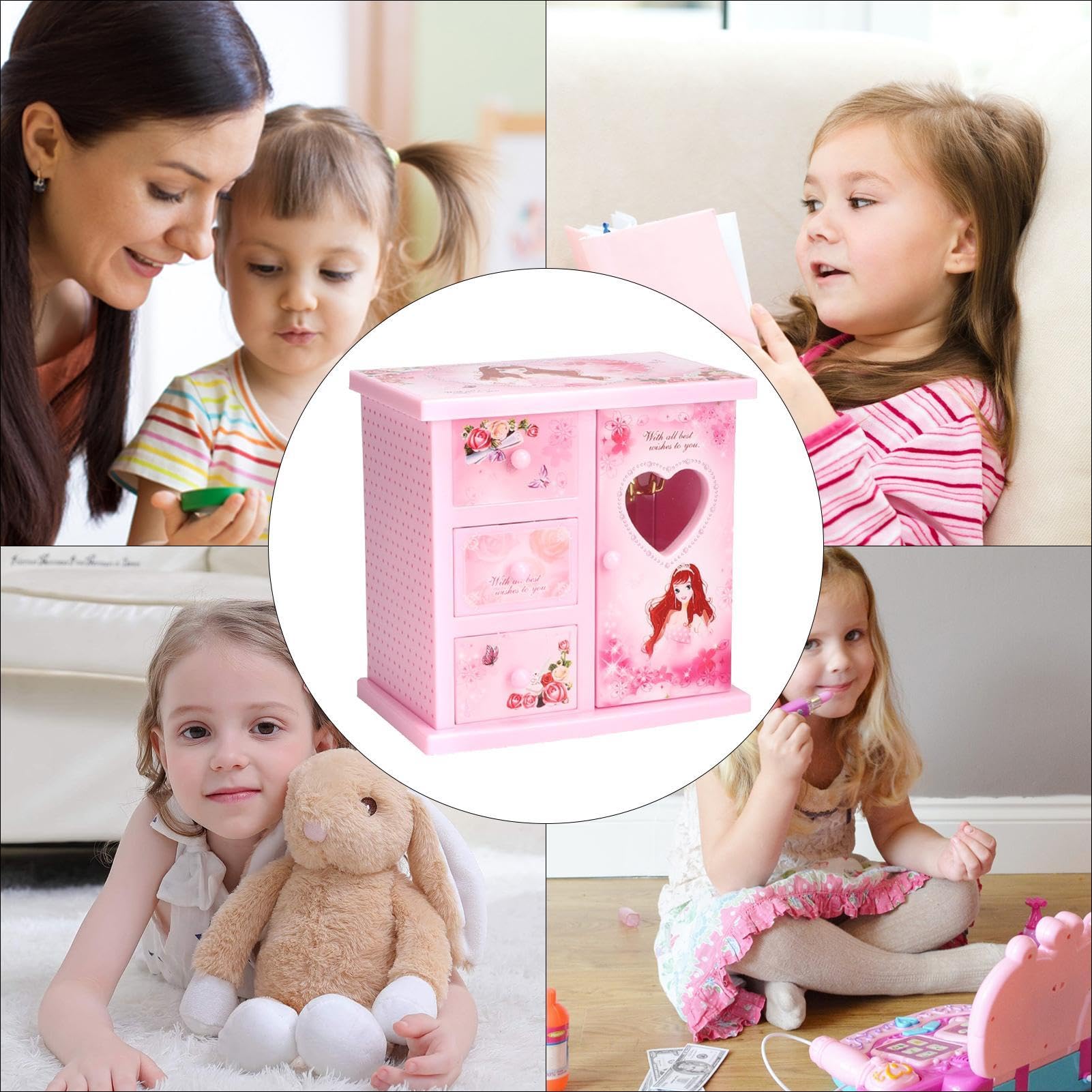 Little Girls szkatułka na biżuterię muzyczna | tańczący balet pozytywka dla dziewcząt pudełko do przechowywania biżuterii obraca się pozytywka do organizowania biżuterii dla małych dziewczynek