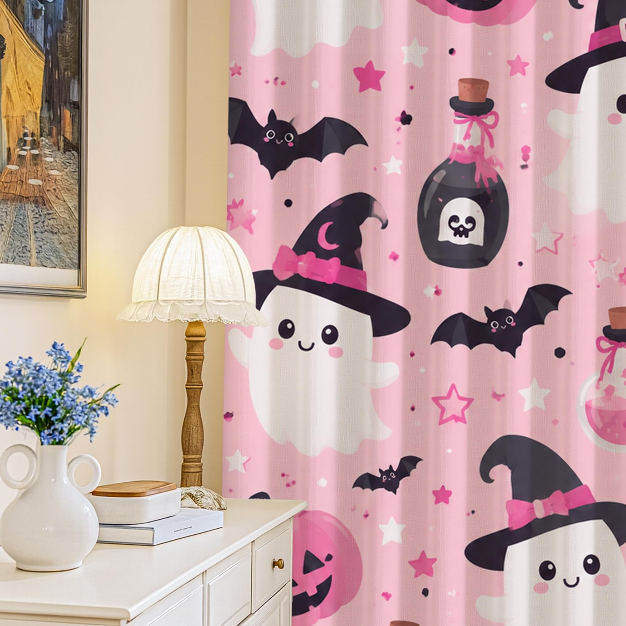 Rideaux occultants pour dormir dans le noir motif chauve-souris pêche