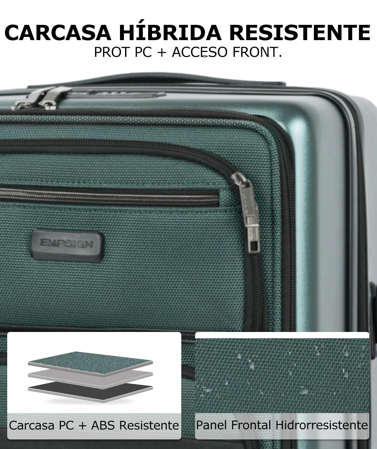 EMPSIGN Maleta de Cabina 20 Pulgadas, aprobada por aerolíneas | Maleta rígida expandible con cerradura TSA integrada, maleta de viaje con ruedas, 20 pulgadas, negra.