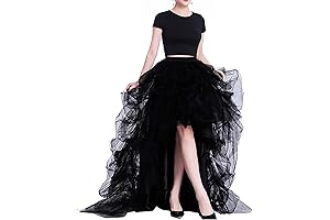 Adreamly Women High Waist High Low Tulle Floor Length Special Occasion Skirt