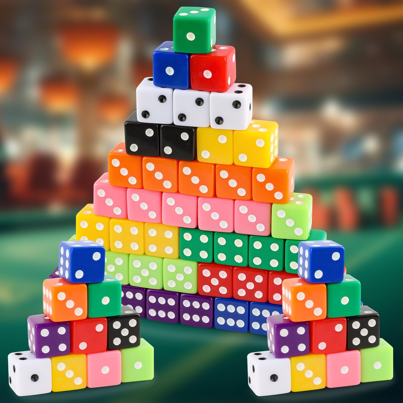 Lot De 48 Dés 6 Faces Noir Et Rouge – 1,5 Cm, En Plastique, Avec 2 Sacs De Rangement, Pour Jeux De Société, Casino, Fêtes Vegas