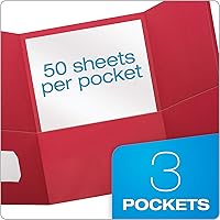 Vista 2 de Oxford Carpetas de bolsillo de tres pliegues, tamaño carta, rojo, tarjetero interior, 20 por caja (59811)