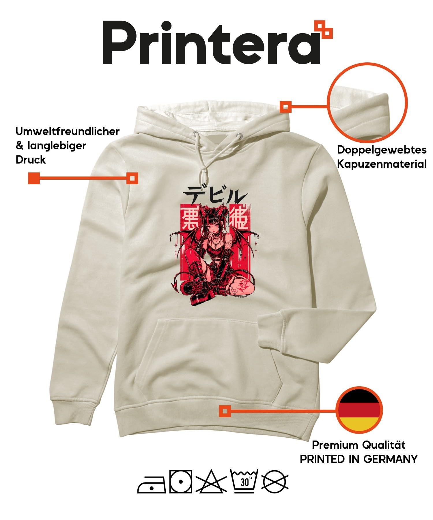 Anime Diabeł Dziewczęca gotycka bluza z kapturem Punk