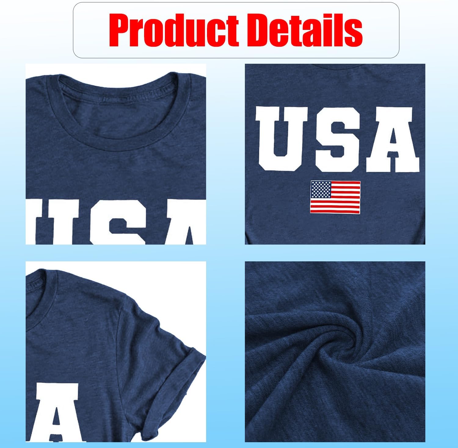 USA Shirts for Women 4th of July Shirt Patriotic T-Shirt American Flag Short Sleeve Tops - Image 5