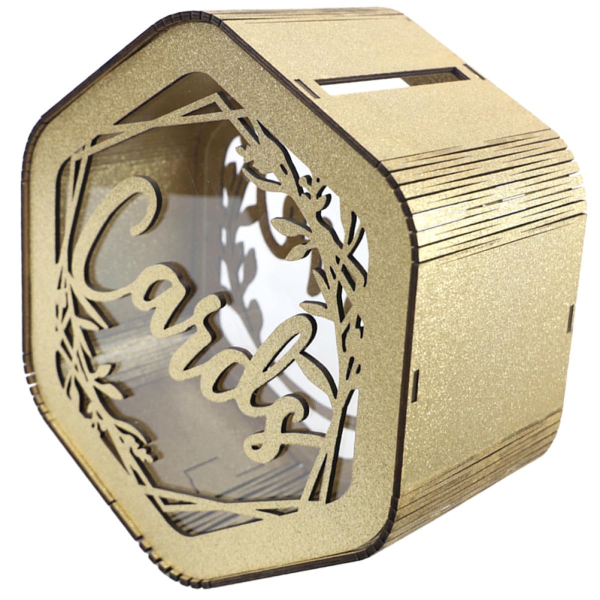 Caja de madera delicada y resistente para tarjetas en recepciones y bodas elegantes