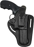 Vista 1 de Cartuchera de 357 Magnum, Cartuchera de 2 ranuras para pistola OWB de piel pancake con palanca de pulgar, ¡hecha a mano!