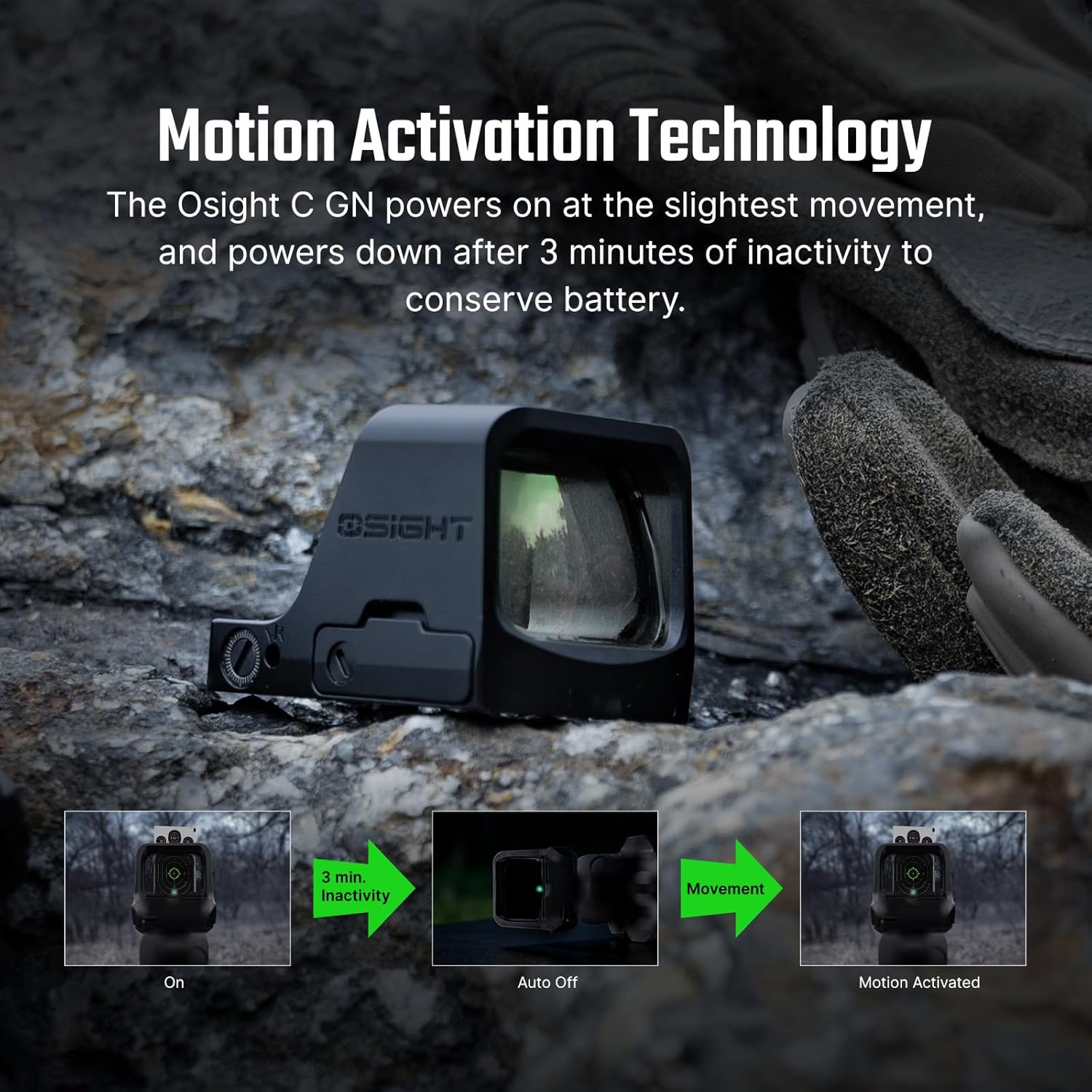 OSIGHT C Multi-Reticle 3 MOA Dot & 32 MOA Circle Open Reflex Sight, 407C/507C Footprint Compatible, Parallax-Free Sights for Full-Sized Setups (Green Dot) - Image 6