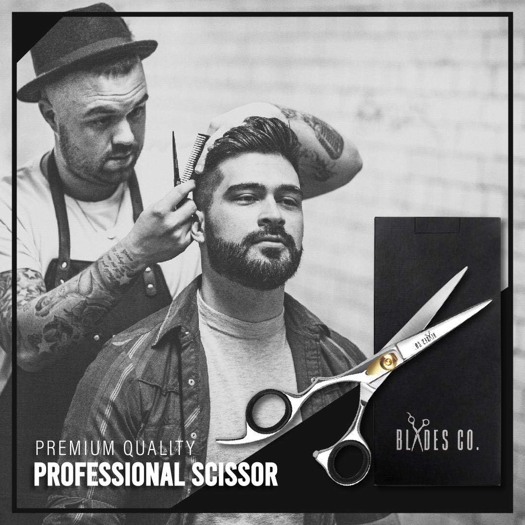 Beard Trimming Scissor 6.5 Inches with Two Mustache Combs & Carry Pouch - Mustache Scissor Men Beard Grooming Scissor