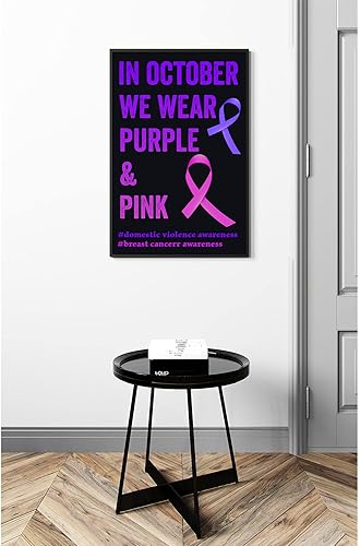 Miniatura 5 de In October We Wear Purple and Pink Domestic Violence Art Print - Arte de pared para concientización sobre violencia doméstica, cinta morada,