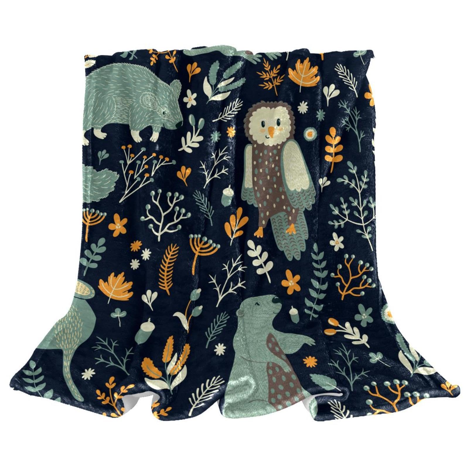Couverture polaire hibou douce 150x130cm idéale pour vos soirées cocooning sur le canapé