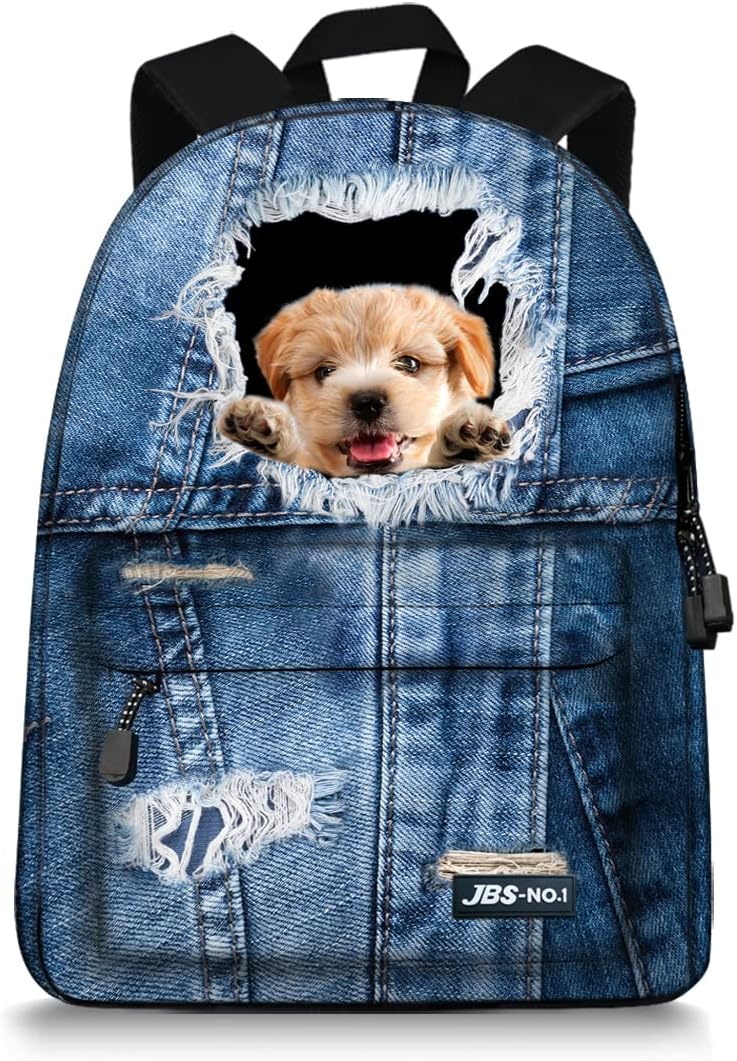 Cute Dogs Backpack for Teen Girls Boys,Canvas Dogs Animals BookBags for School (dog1)