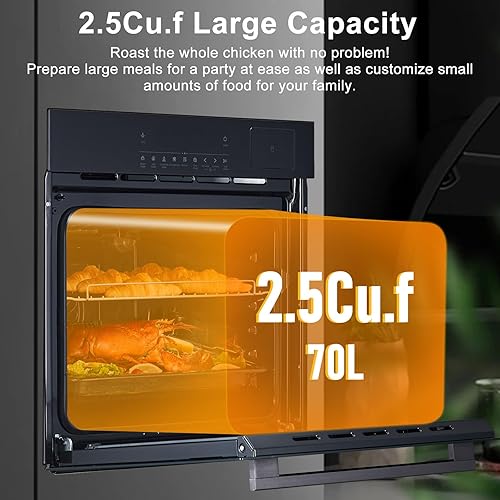 Miniatura 4 de Horno tostador de acero inoxidable, gran capacidad de 70 litros con calefacción y vapor 3D, combo de horno freidora de aire para encimera y uso
