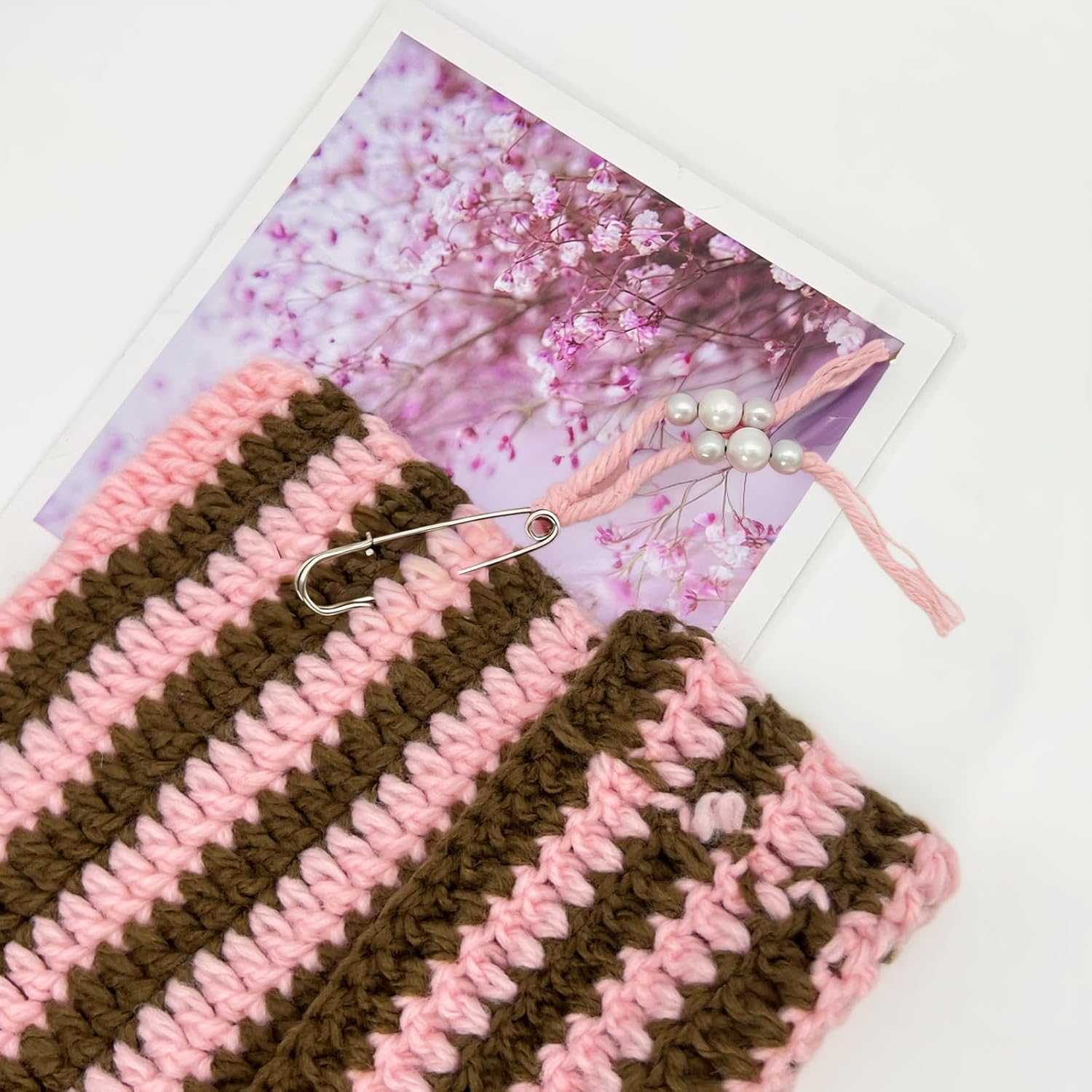 Cat Ear Beanie Hat for Women Y2K Striped Beanie with DIY Goth Accessories Slouchy Crochet Goth Hat Beanie with Ears - Image 4