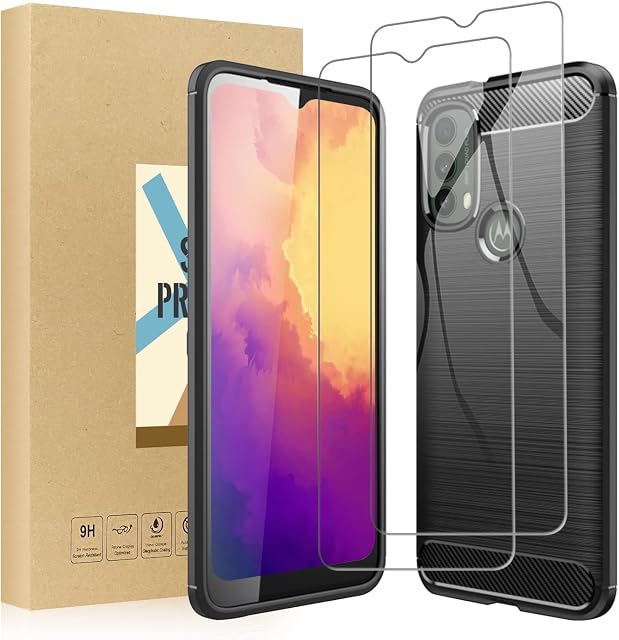 SCL Case for Moto E20 Case and Screen Protector for Motorola E20 Case and Screen Protector Moto E20 Tempered Glass [2 Pack] + Cover, Anti-Scratch TPU Protective Cover, Anti-Fingerprint