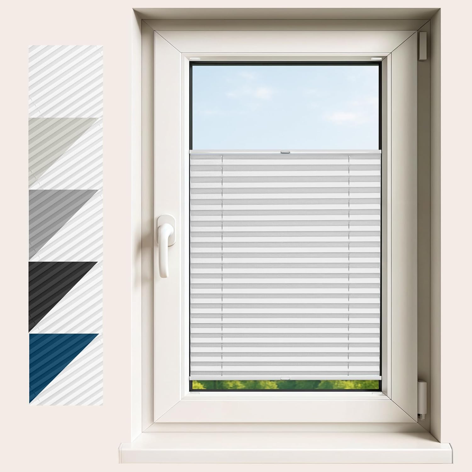 Concept Blinds - Premium Blackout Pleated Blinds - No Drill Installation - Durable Blackout Material - Made-to-Measure - Window Sizes 30–130 cm x 40–230 cm