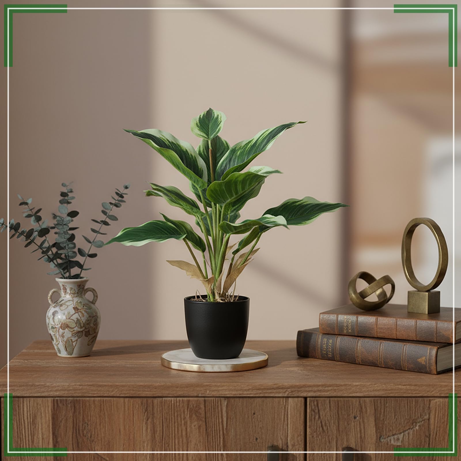 2 Pezzi Piante Finte da Interno in Vaso, 41CM Piante Artificiali Come Vere Piantine Finte Decorative per Matrimoni Cucina Ufficio Soggiorno