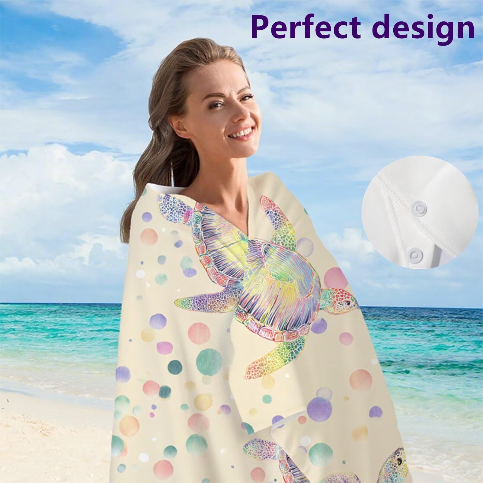 Telo Mare Microfibra 90x180 cm Telo Mare Grande, Asciugamano Palestra Assorbente Asciugatura Rapida, Asciugamano Mare Antisabbi Stuoia Spiaggia per Piscina, Viaggio 2 Set- Tartaruga Viola G1-794