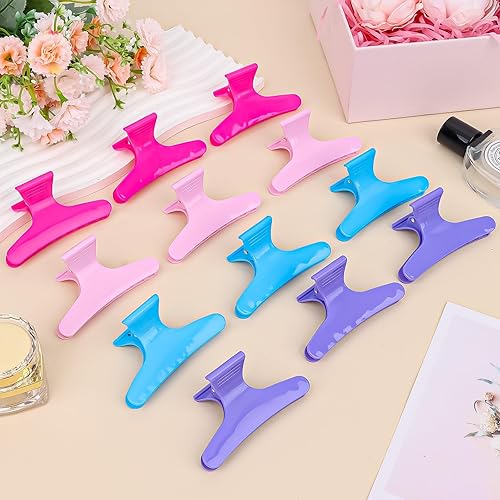 Vista 103 de Pinzas para el cabello para seccionar, paquete de 12 pinzas de mariposa negras y blancas, pinzas para el cabello Pro Salon para peinar, seccionar