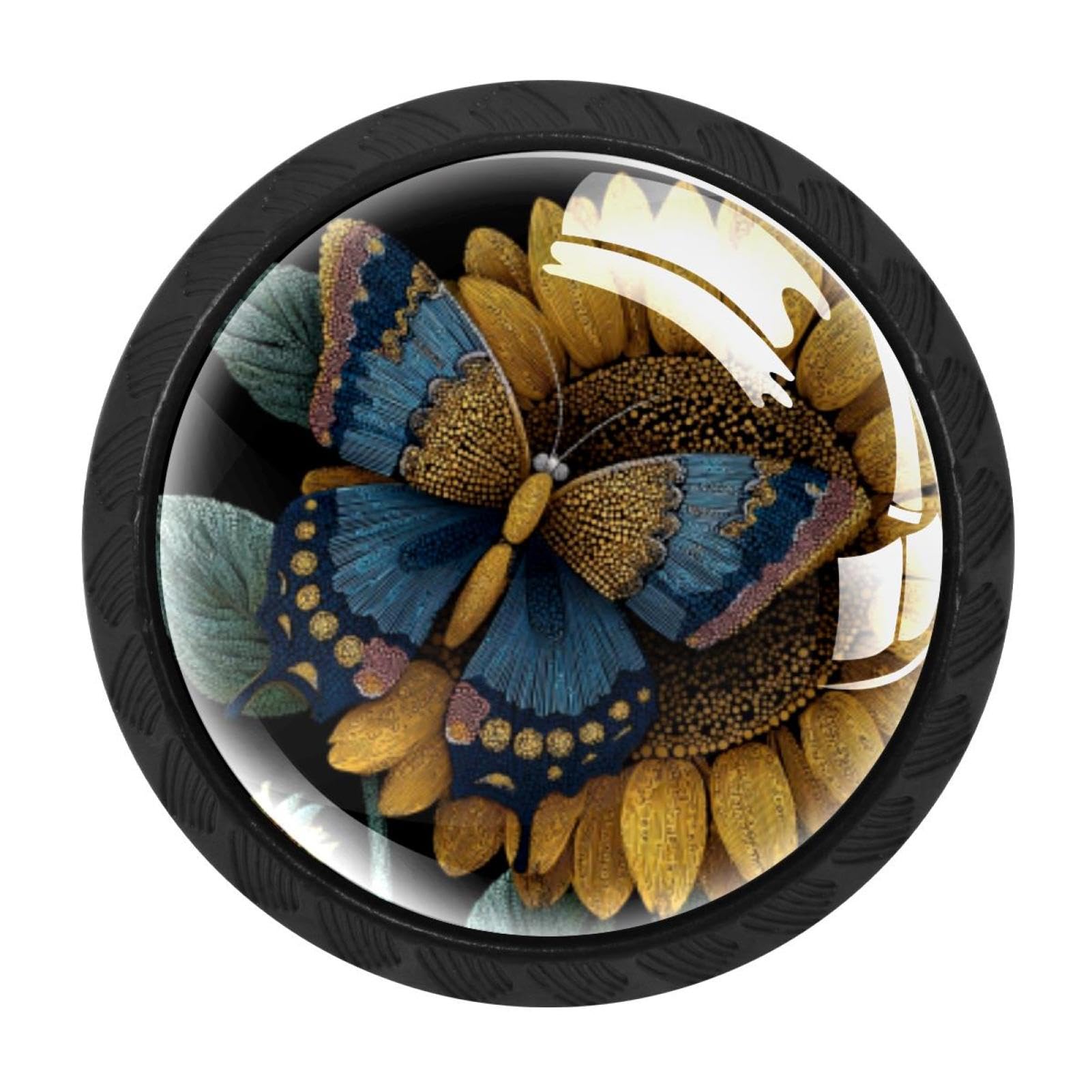 CHENZZZZ 4 Pack Sunflower Butterfly (2) Kitchen Cabinet Knobs Drawer Knobs Door Dresser Handles for Personalized Gifts Great for Any Occasion