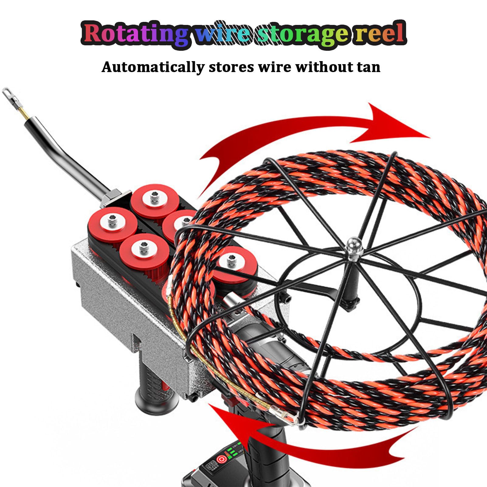 Tiracables eléctrico, máquina automática para enhebrar cables, cable eléctrico inalámbrico de 40 m/min, dispositivo para enhebrar tuberías ocultas con 2 baterías de litio,30mline