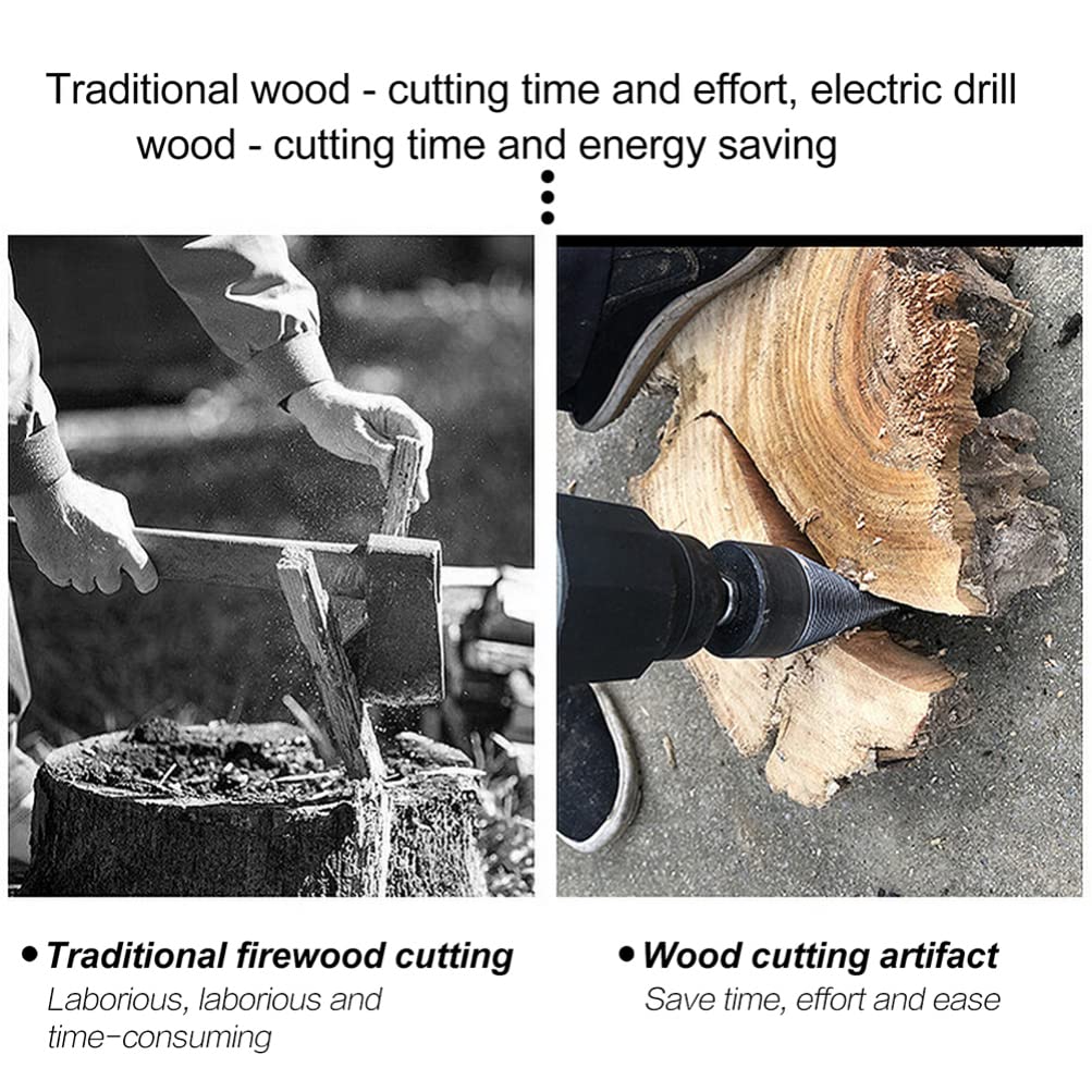 Angoily 1set Firewood Splitter Drill Bit Heavy Duty Woodworking Tool Acute Design for Efficient Log Splitting and Handle Connection Rods