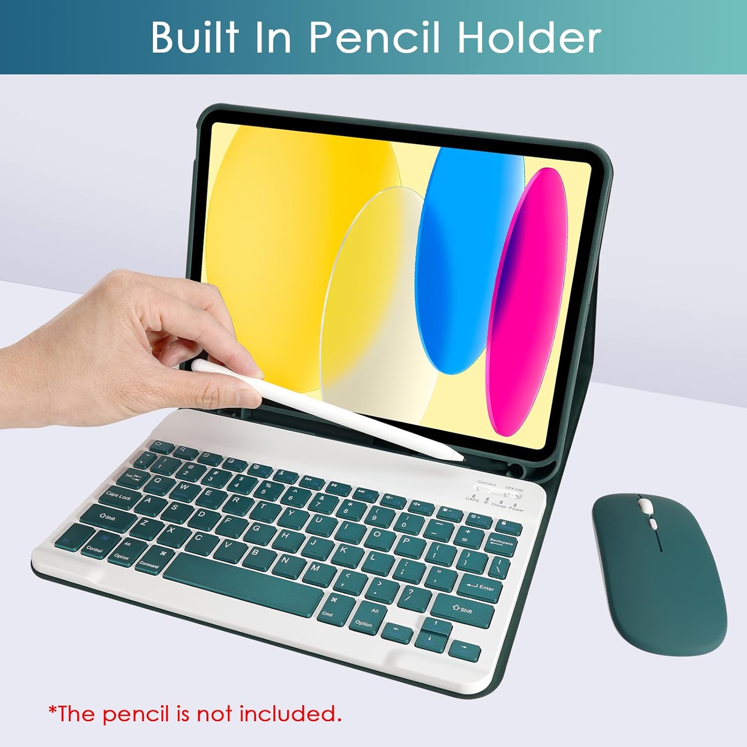 Keyboard Case for iPad 10th Generation 10.9 inch 2022 and iPad 11th Generation A16 11 inch 2025, Detachable Bluetooth Keyboard Case with Pencil Holder and Mouse for ipad 10th/11th Gen, Green