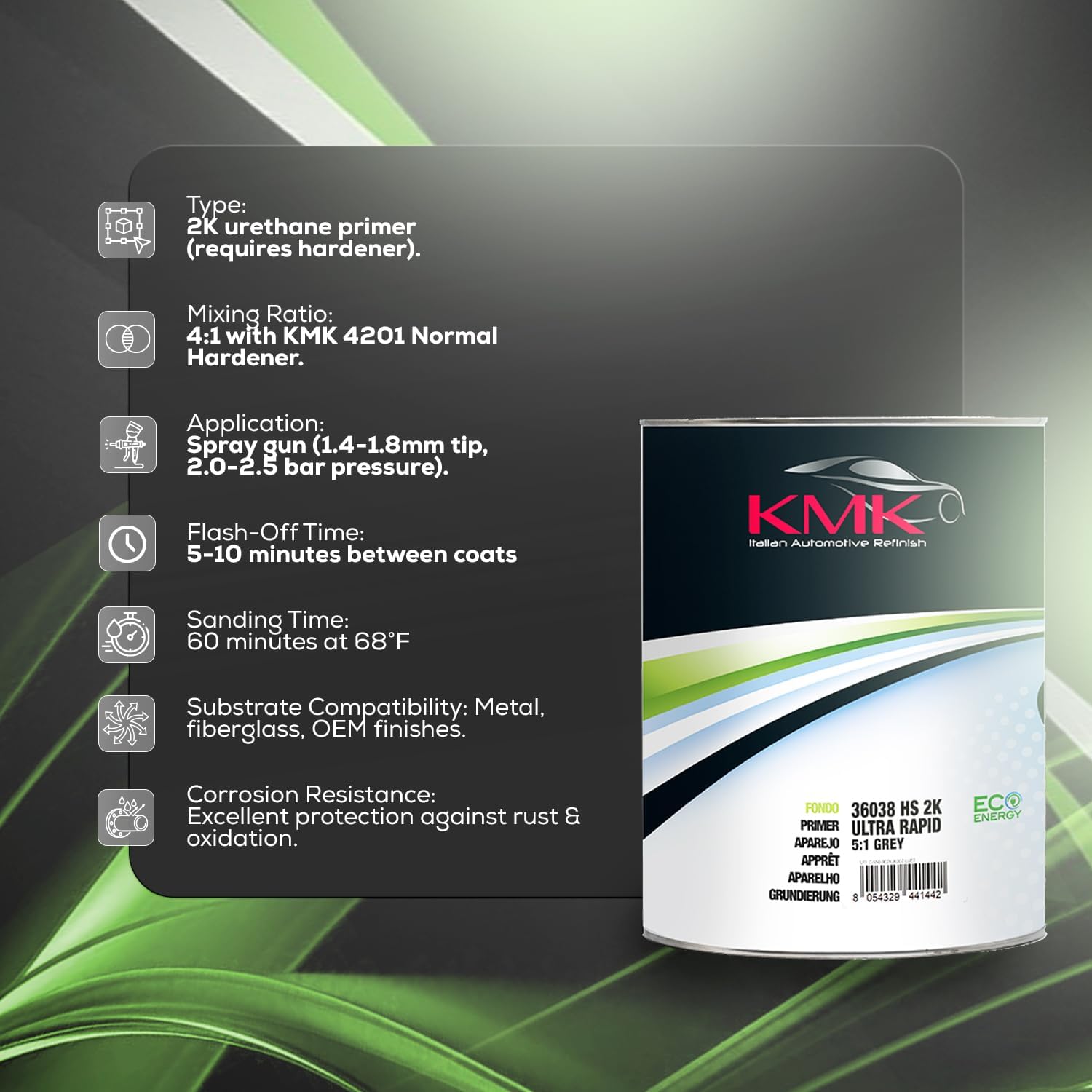 KMK HS 2K 5:1 Ultra Rapid Light Grey Primer