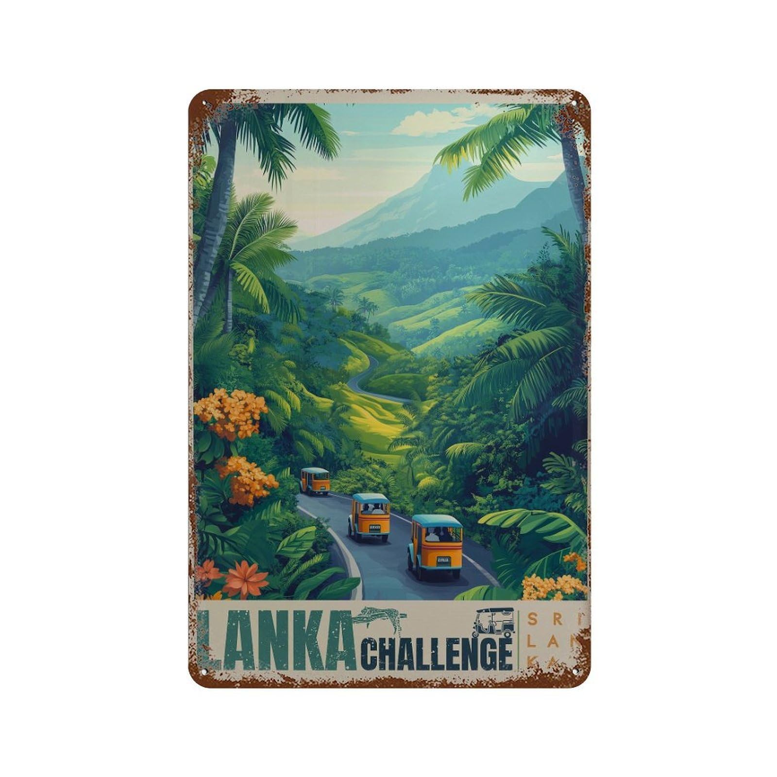 xiaoxiaoshen Sri Lanka Travel Tuk Tropical Wall Decor Art Metal Tin Poster Modern Home Decor Art Home Bar Shop Decorations Vintage Sign 30x20cm