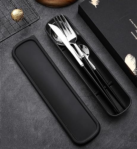Miniatura 4 de Juego de cubiertos negros para 16 cubiertos, 64 piezas de acero inoxidable 1810, moderno, para el hogar, cocina, boda, restaurante, para comer,