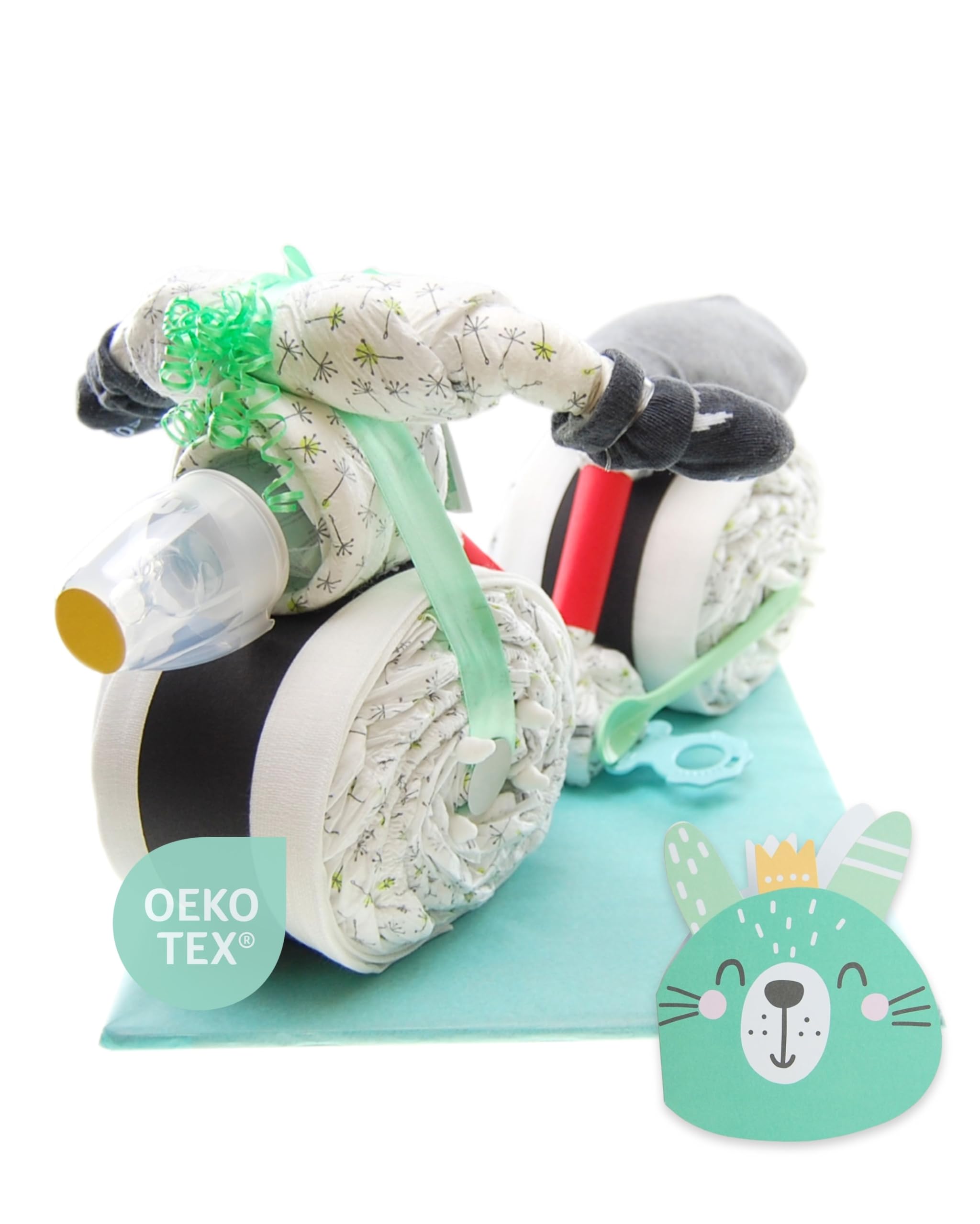 Fahrrad [SPORTLER & ABENTEURER] - Jungen & Mädchen - Neutral Unisex - Geschenk zur Geburt - Babyparty - Baby - Babyshower - Pullerparty - Babyartikel - Windeln - Lätzchen - Spucktuch