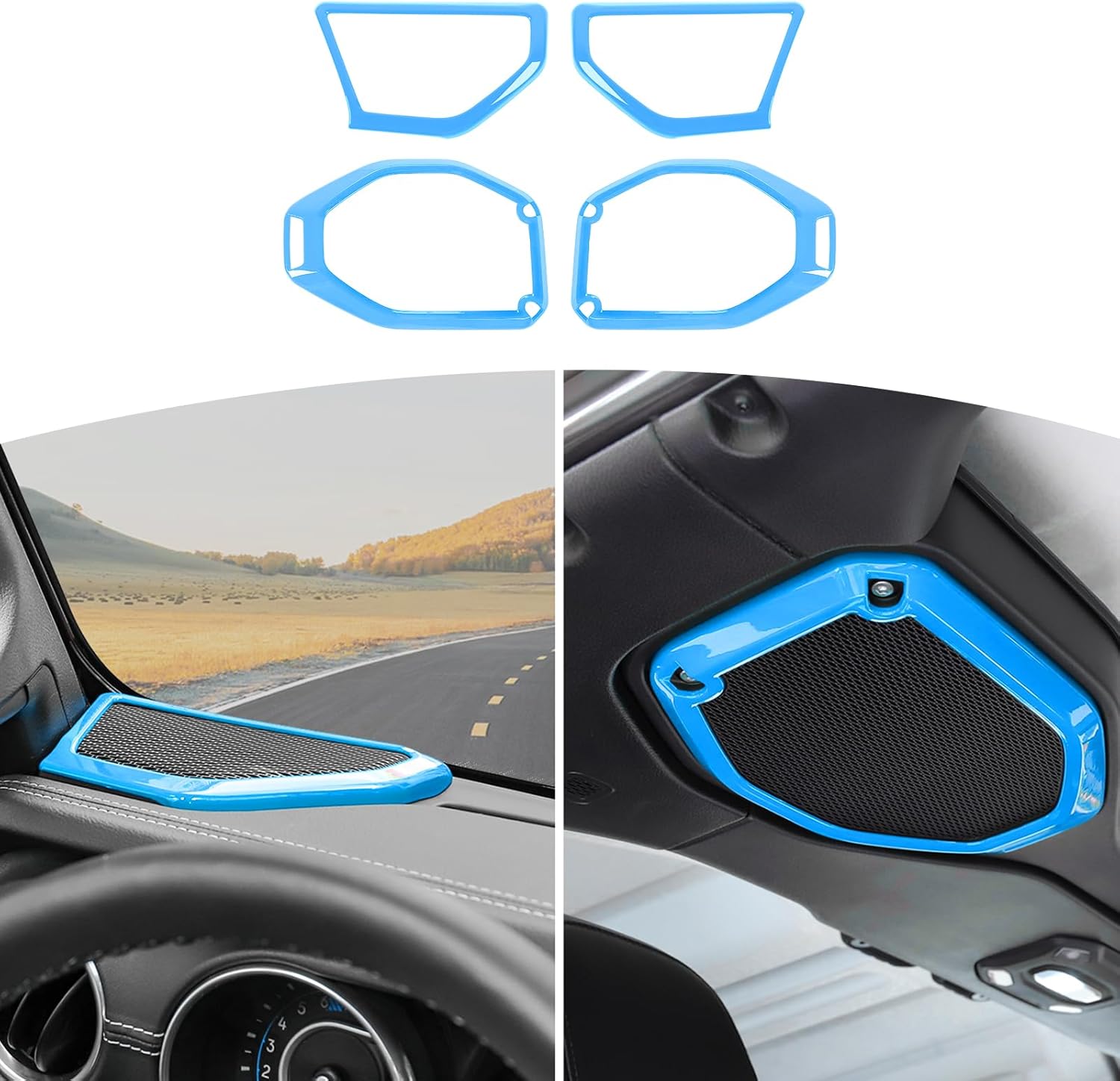 RT-TCZ for Jeep JL A Pillar Top Roof Speaker Trim Cover for Jeep Wrangler JL JLU Gladiator JT 2018-2023 Baby Blue Interior Accessories 4pcs