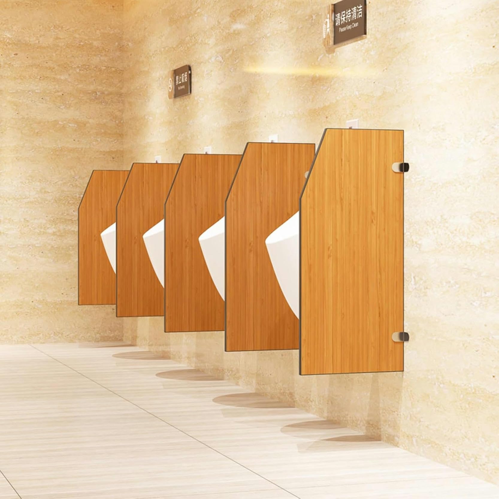 GTHTUHFD Urinal Baffle Screen With Stainless Steel Fittings - Wall Divider Partition For Public Toilets, Men‘S Urinal Privacy Screen For Schools, Hospitals, And Companies,Wood Hanging Style