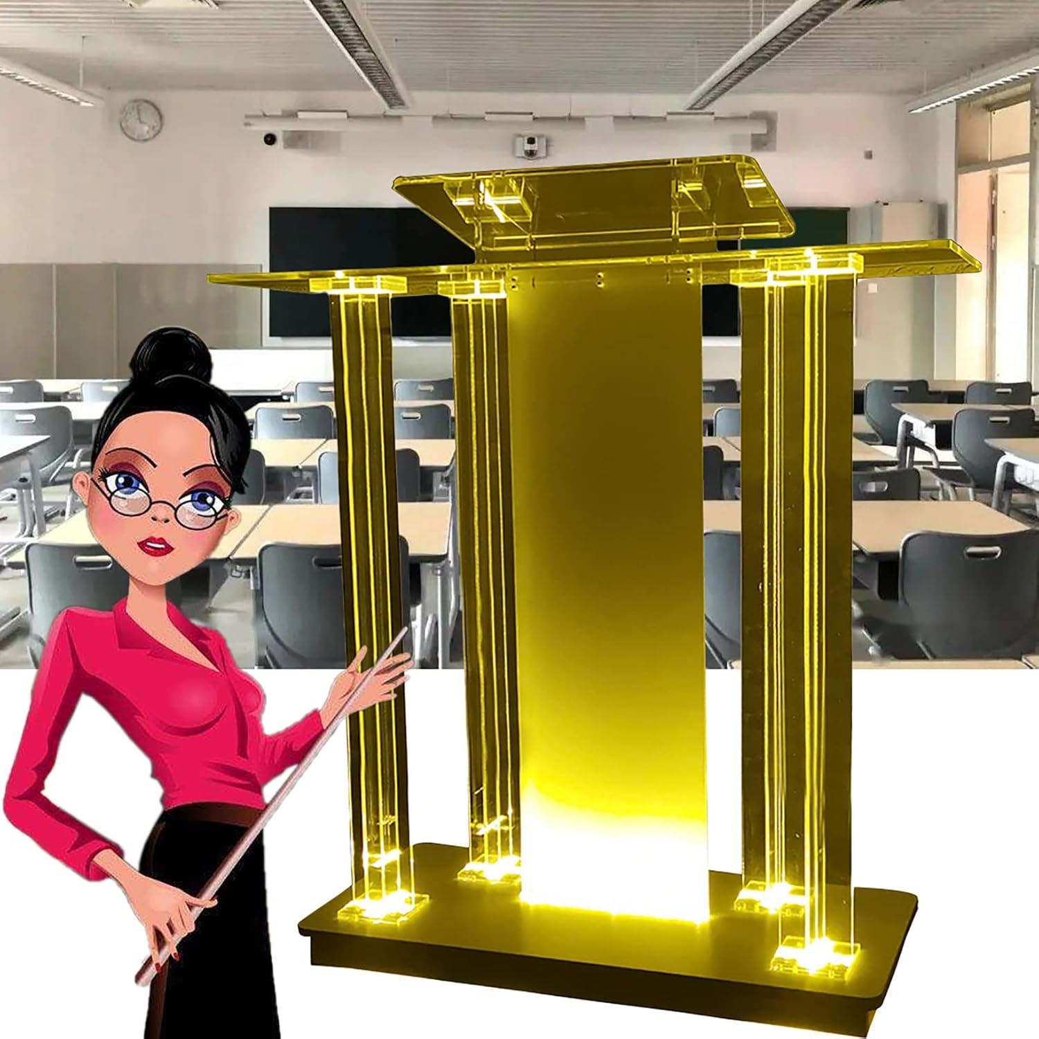 Clear Portable Podium Stand, Floor Acrylic Pulpits for