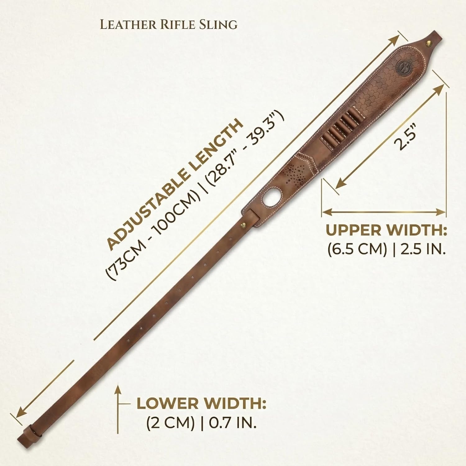 TOURBON Vintage Leather Ammo Holder Rifle Sling Adjustable Hunting Gun Strap with Swivels