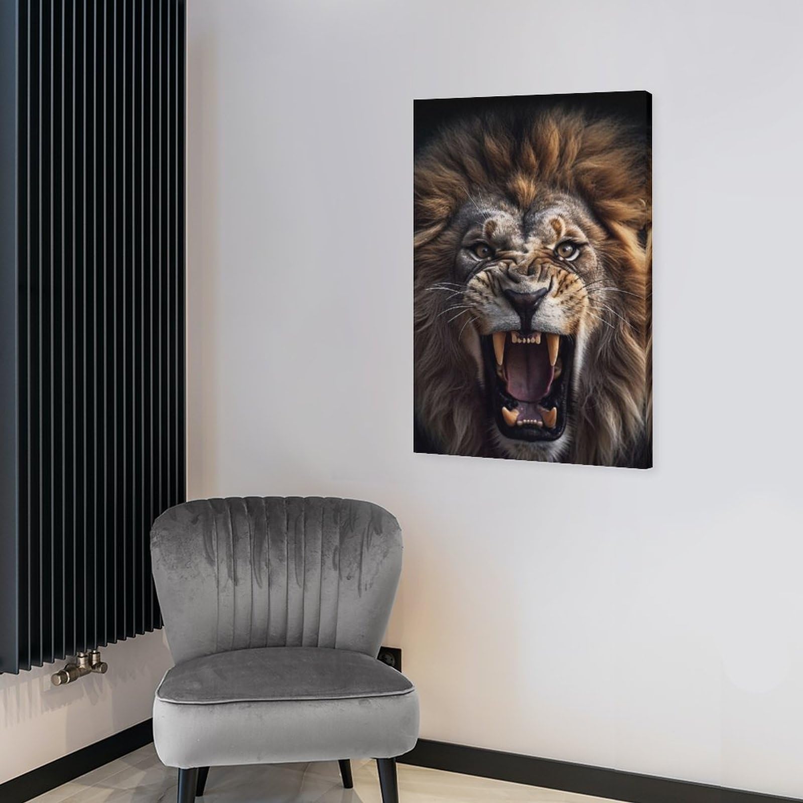 Amazon.co.jp: 絵画 吠えるライオンインテリア 絵画 強い表情 野生動物