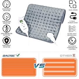 Electric Heating Pad, 2025 Upgraded Dual Mode Controller (Manual and auto Off Mode),Multiple Safety protections, Comfortable Soft, Machine Washable12x 24 Grey