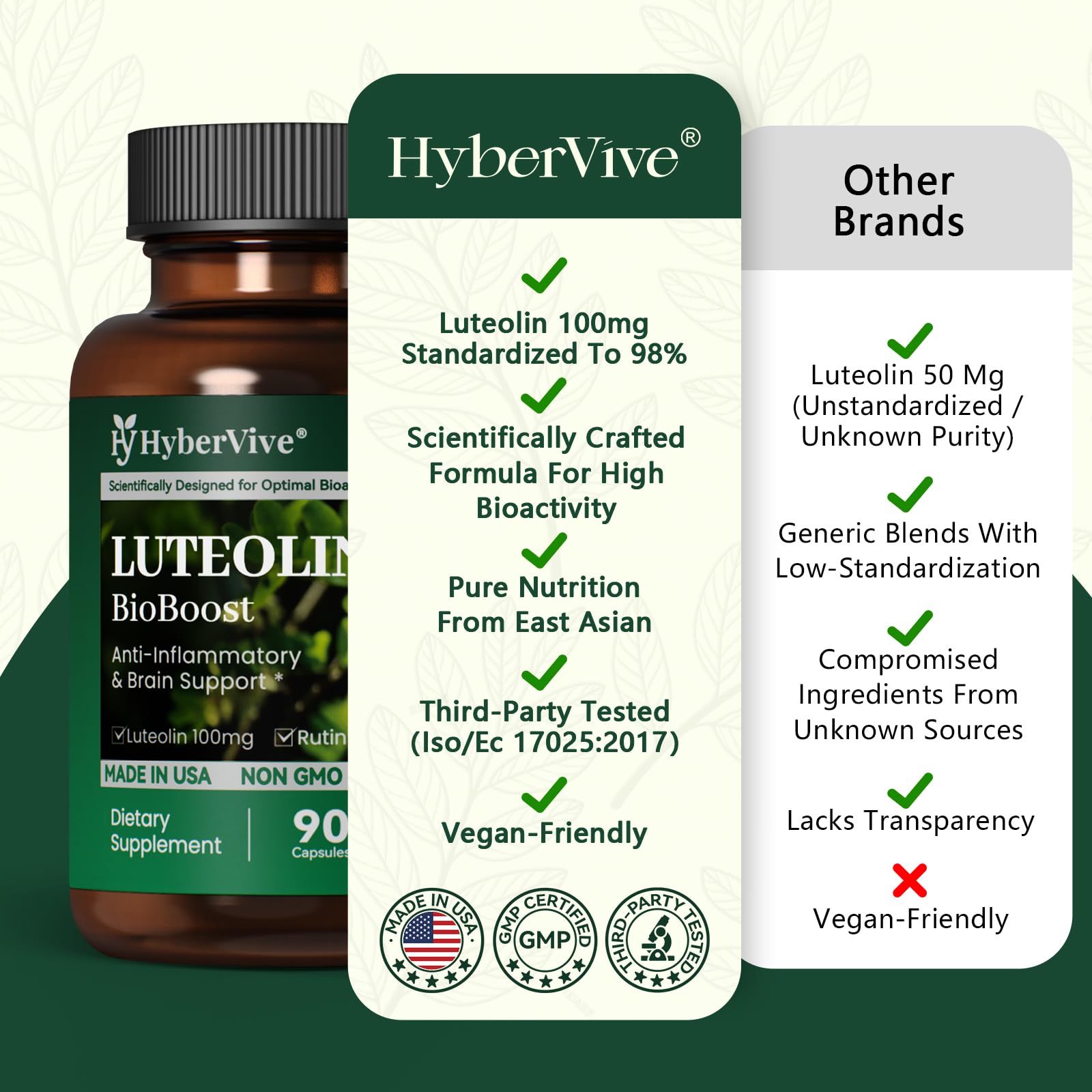 Luteolin Supplement, 98% Ultra-Purity Luteolin Extract – Plant-Based Flavonoid Supplement for Brain Health, Immune Support & Inflammatory Balance – Made in USA, 90 Vegan Capsules — Amazon image 6