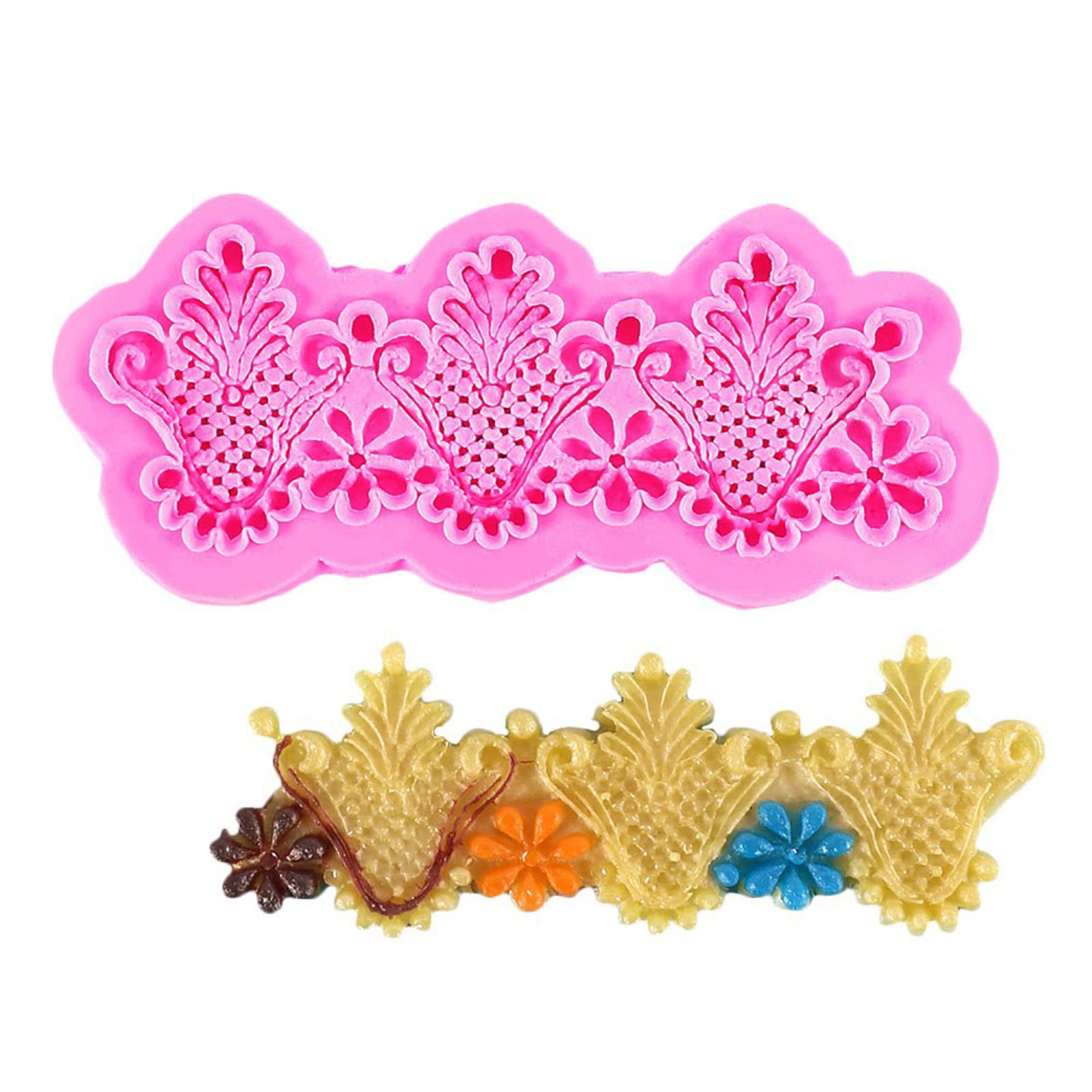 Mekalero Fondant Mold Relief Cake Border Silicone Mold for Border Decoration Candy Sugarcraft Cupcake Decorating Gadget Silicone Chocolate Molds Set