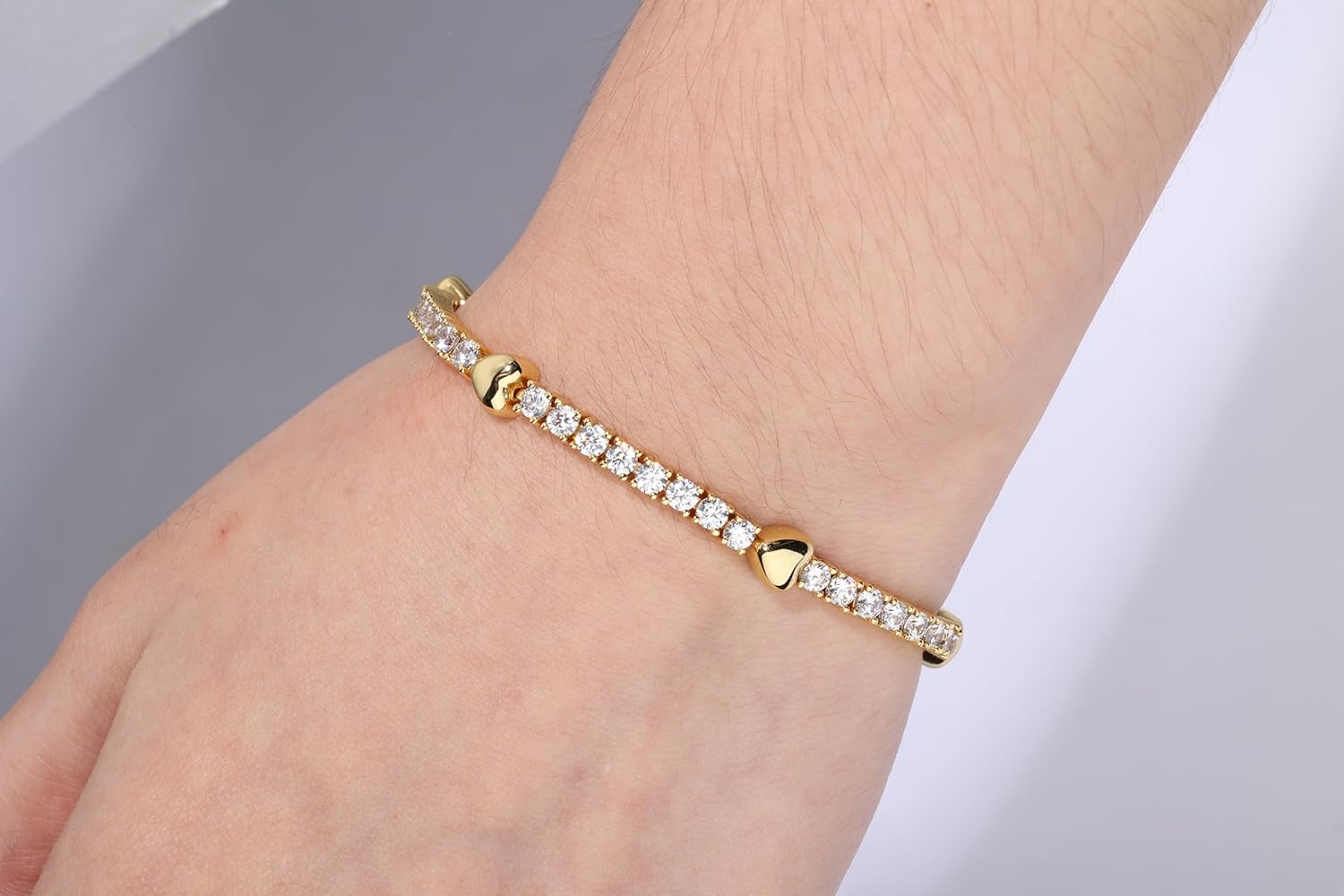 BREN Heart CZ Gold Tennis Bracelets for Women, 14K Golden Plated 3MM Cubic Zirconia Bracelets, Cute Dainty Charms Jewelry Gift - Image 5